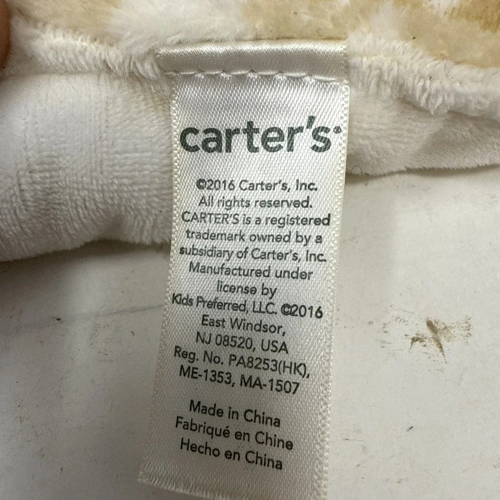 Carters Giraffe Print Plush Brown Baby Lovey Security Blanket 14 Inch